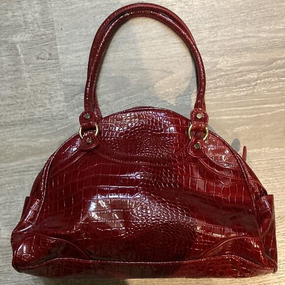 Marc Fisher Faux Crocodile Handbag Red/Burgundy Large - Picture 6 of 7